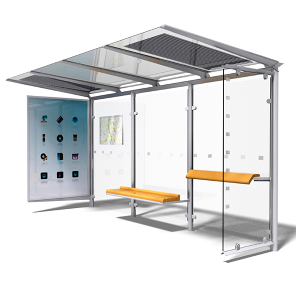 Outdoor Metal Bus Stop Shelters Advertising Steel Structure Bus Shelter