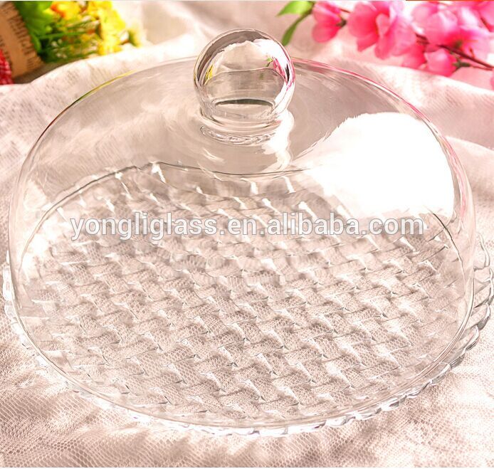 Exquisite clear glass cake plate and dome,glass cover with base