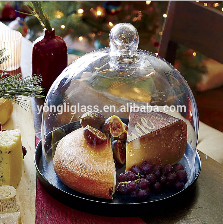Dust proof glass cover, Multi-Fuctionnal Clear Glass Dome Food Cover, glass cake cover for gift decoration