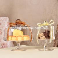 New products hand brown glass cake dome,glass dome with base