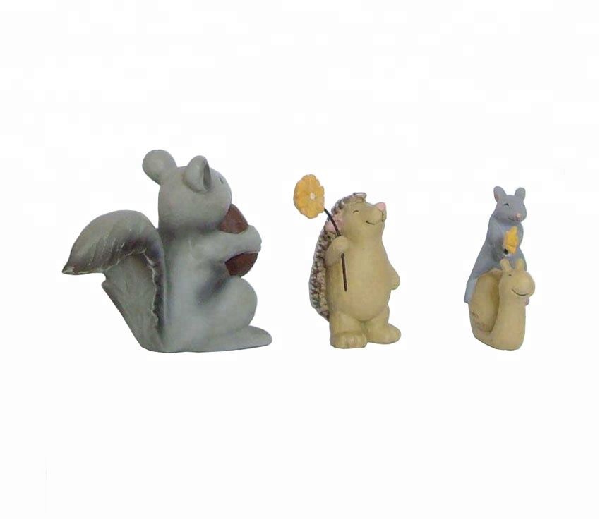 S/3Small animal resin funny animal statue Squirrel Hedgehog Mouse Figurines