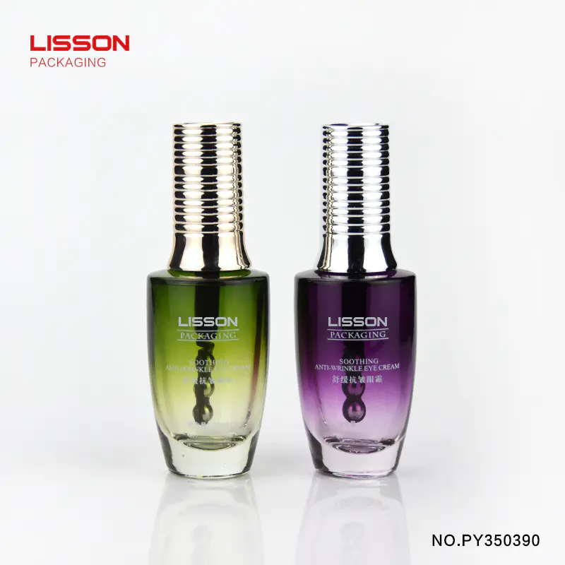 D35 wholesale 20 ml vibration button steel roller cosmetic glass bottle for eye serum