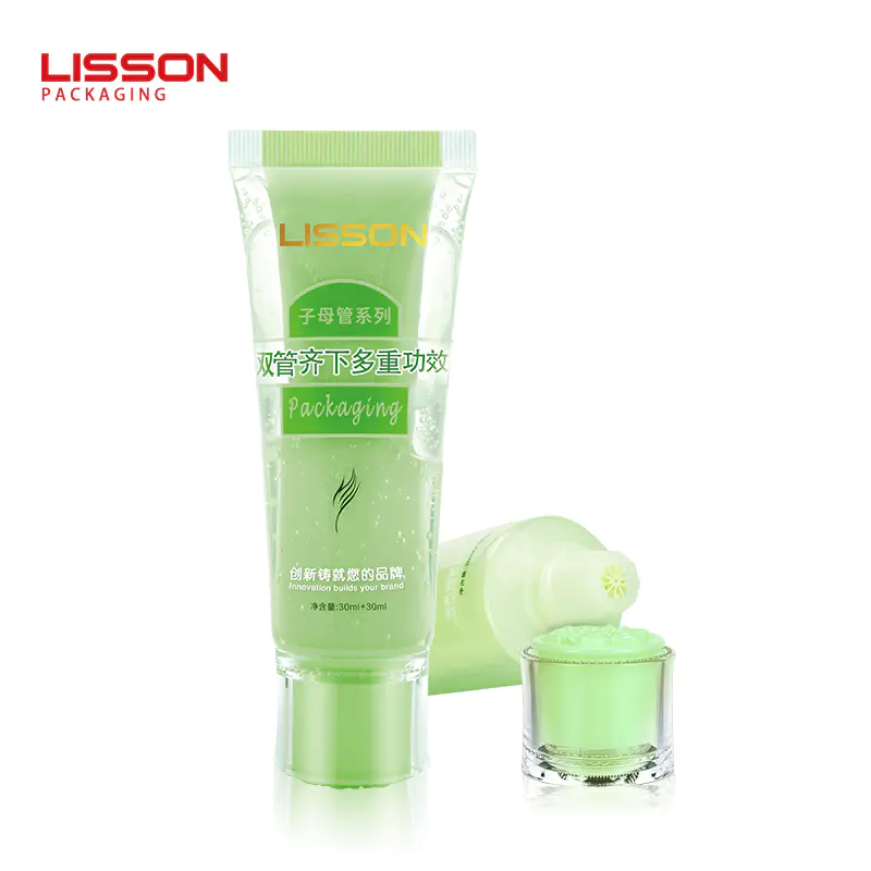 dual chamber tube in tube facial cleanser skincare packaging tube for double function usage