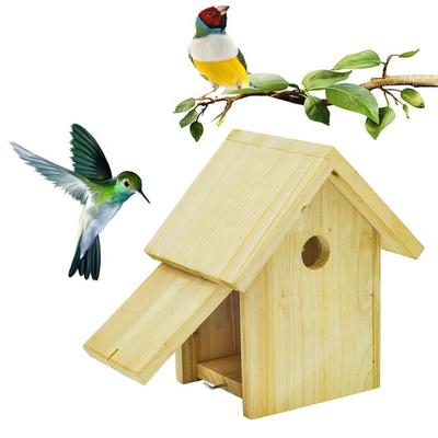 Custom eco-friendly new unfinished wood bird house,handmade hanging recycle wood craft bird nest breeding box