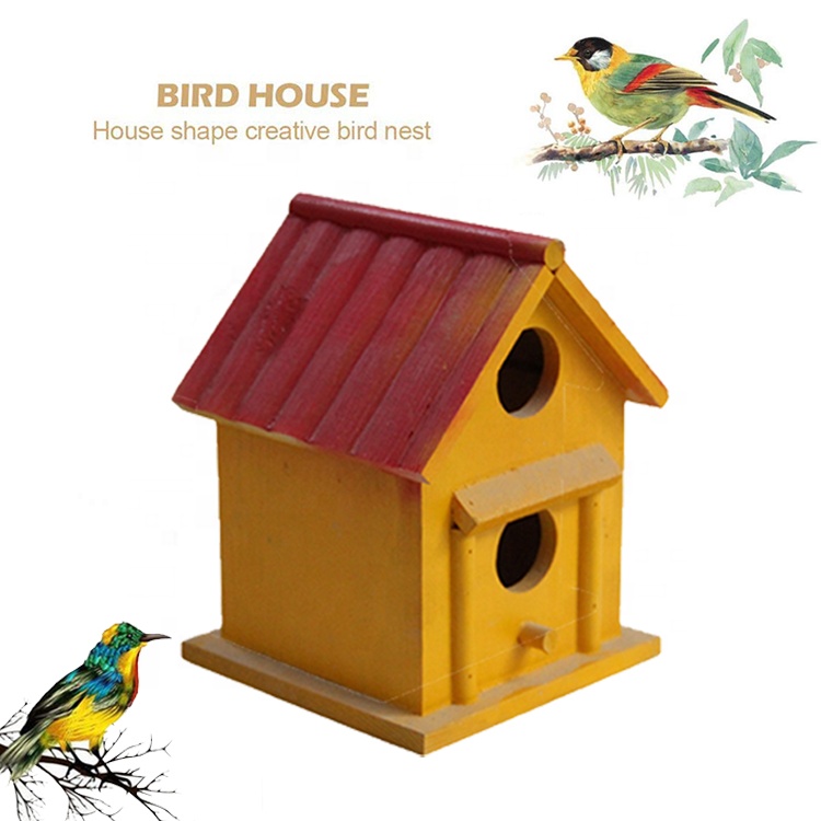 wholesale quality colorful wooden bird nest,decorated wooden carved birds house arts crafts