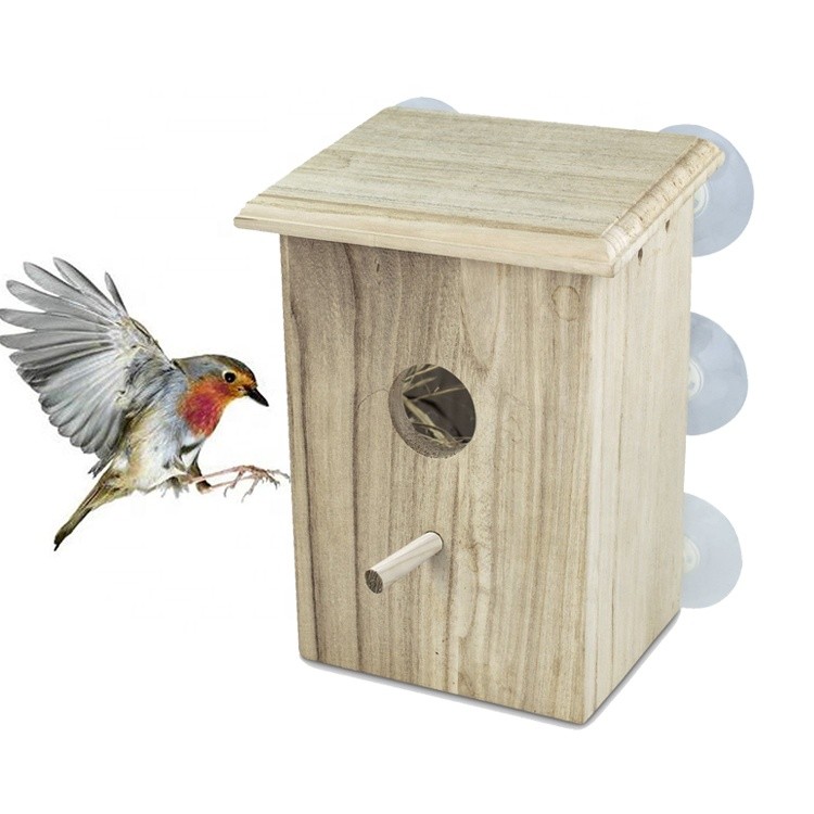 Lovely decorative wooden bird house craft bird nest,custom logo wholesale outdoor garden decorative wooden bird nest house