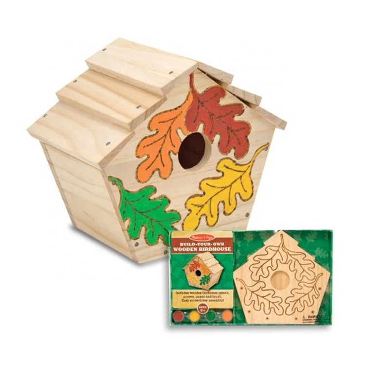 Eco-Friendly DIY Wooden Decorative House For Bird,Outdoor Garden Paint Bird House Kit diy