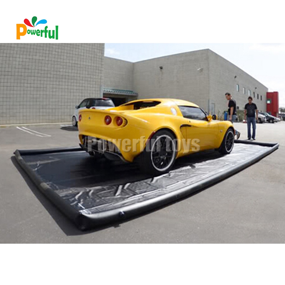 Water reclamation system inflatable car wash mat water containment mat for car cleaning