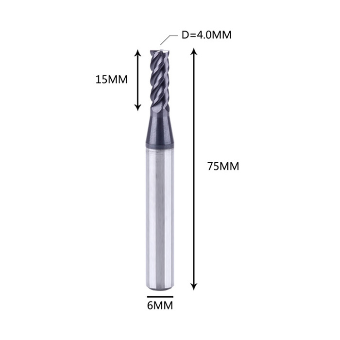 2 Flutes TiSiN Coated HRC55 Carbide SquareEnd Mill Aluminum CNC Turning Tool Endmill Carbide