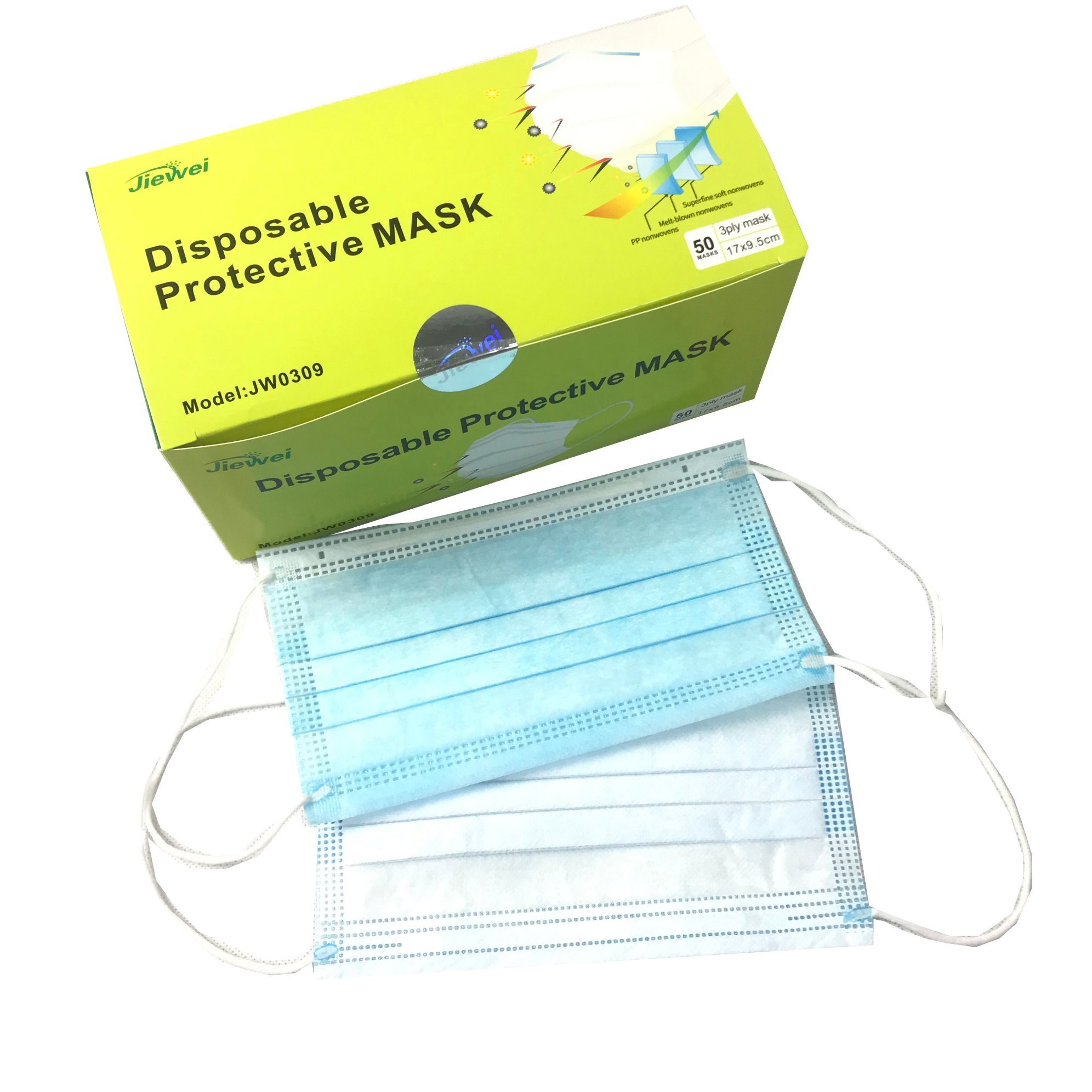 Factory Supply Non-Medical Mask 3 Ply Mask 19.5cm*17.5cn*25GSM Blue Mask