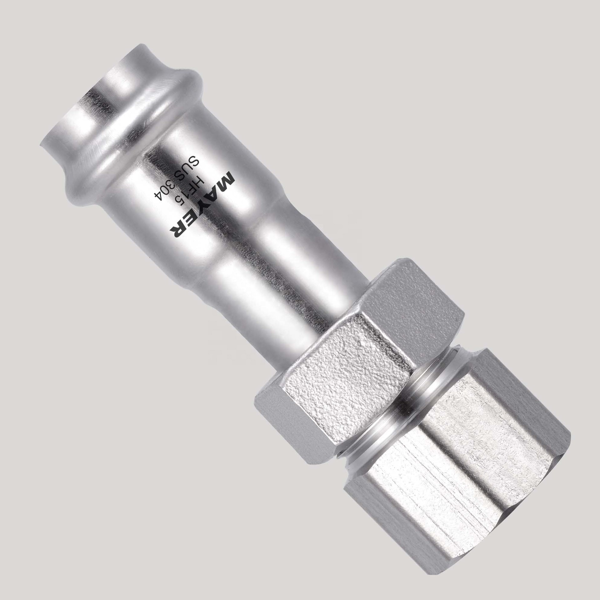stainless steel union female fitting connector application on pipe connection or machinary