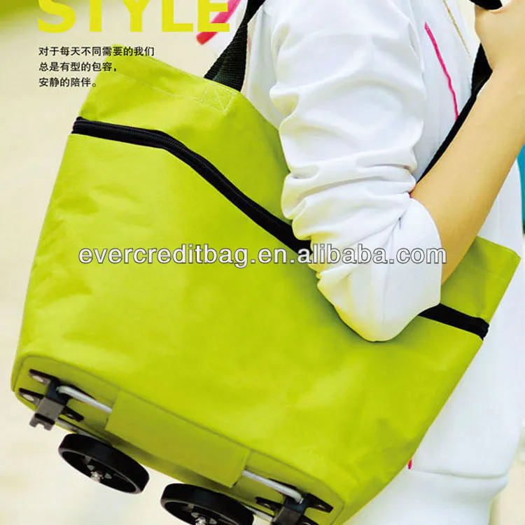 Cheap Promotional Foldable Shopping Bag with Wheels