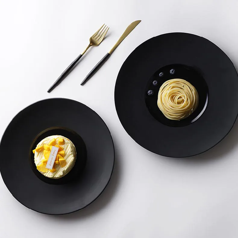 Restaurant Black Matte Plates, Hosen 28 ceramics Manufacturer, Black Dinner Plate&