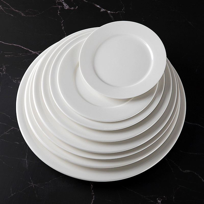 Nice Selling Fine Ceramic Flat Plate Porcelain Dinnerware Plate, All Sizes White Plates For Wedding Hotel