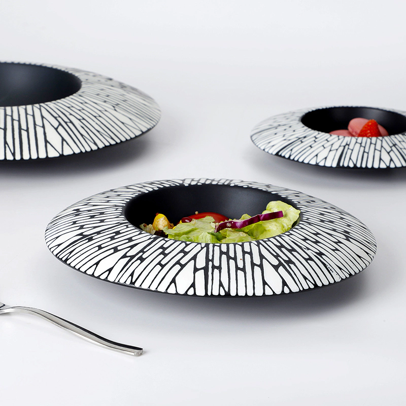 Special Dinnerware Black Ceramic Plates, Black Plates For Restaurant, Fine Cafe Vajilla Gourmet Soup Ceramic Dishes Ware@