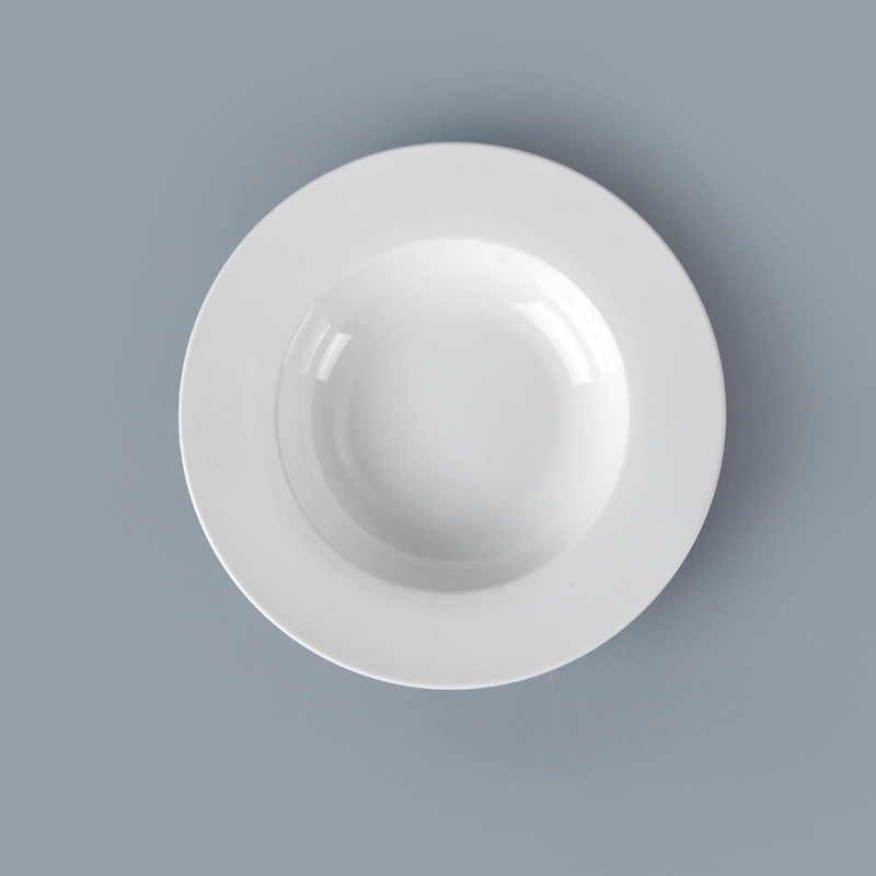 Ecofriendly Chaozhou Pasta Plate, China Porcelain Restaurant Dinnerware Plate, White High Temperature Soup Plates^