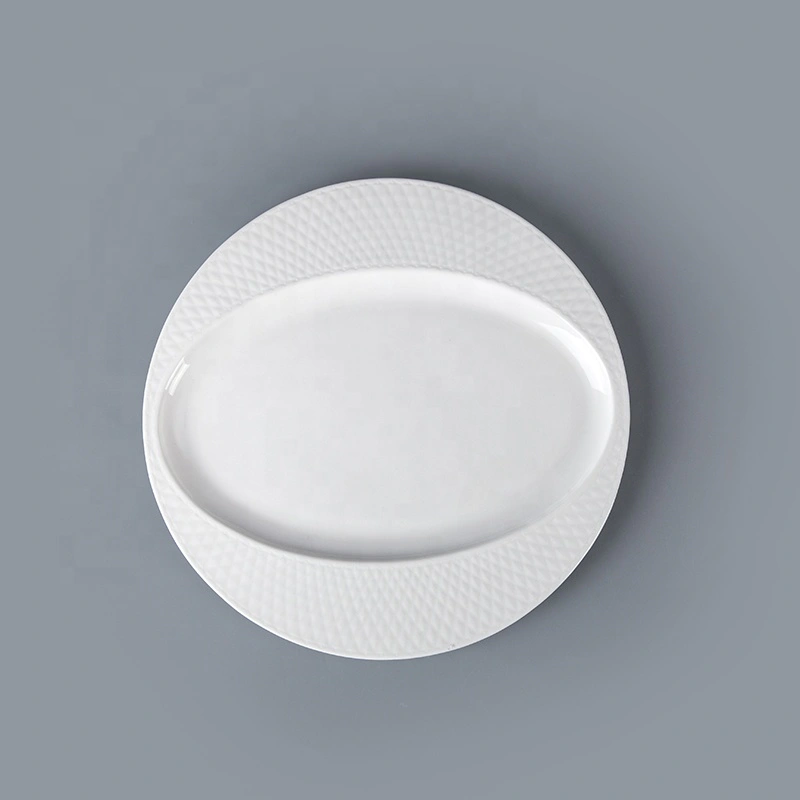 White Bone China Hotel Restaurant Crockery Tableware Oval Plate, Porcelain Plates White Oval Serving Plates Ceramic&