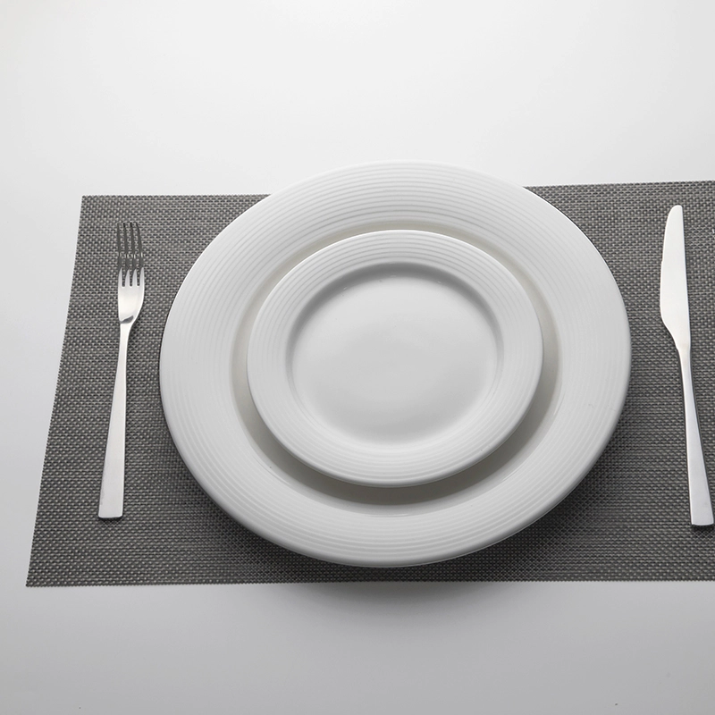 Catering Plates&Dishes for Restaurant, Horeca Elegant Design White Porcelain Dinner Plate, Ceramic Round Plate for Wedding%