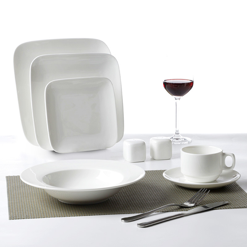 Fashion Catering Plates, Square Ceramic Serving Trays Dishes & Plates, Wholesale Dinner Plates Set China