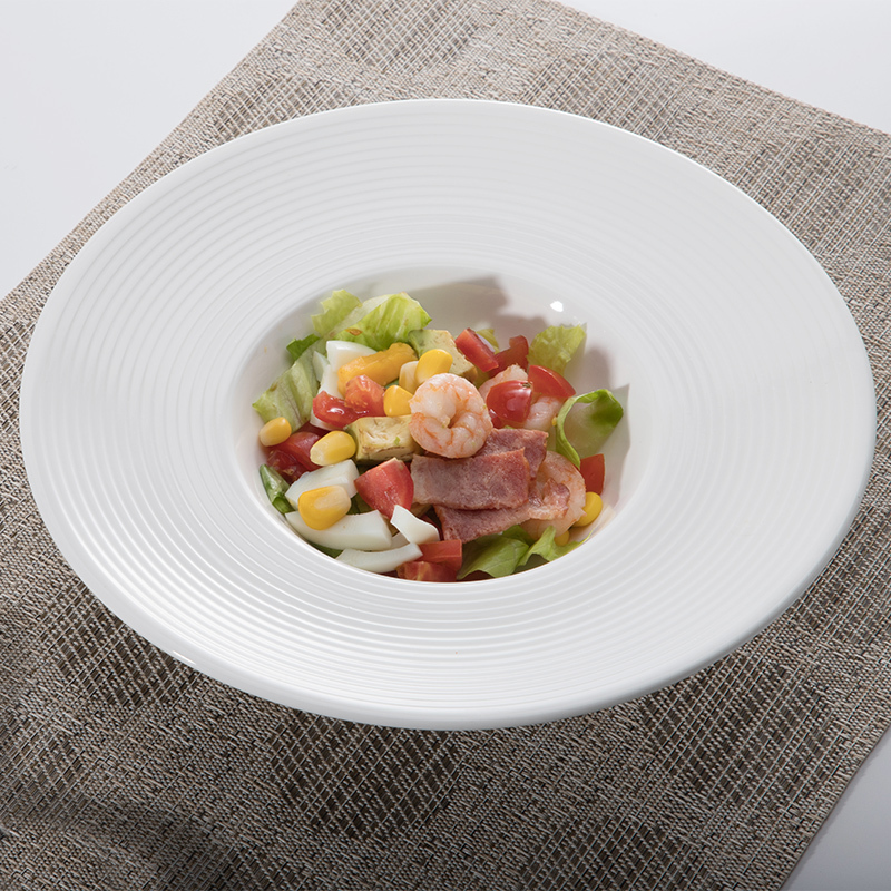 Luxury White Five Star Hotels Restaurant Deep Rim Plate,High Impact Strength Chip Resistance White Hotel Soup Plate %