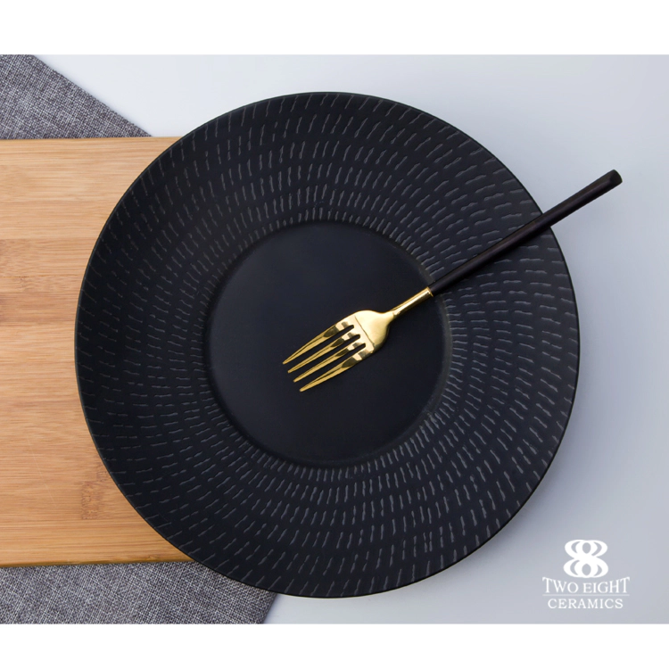 Rare special japanese design porcelain black plates for restaurant ceramic microwave dish plate