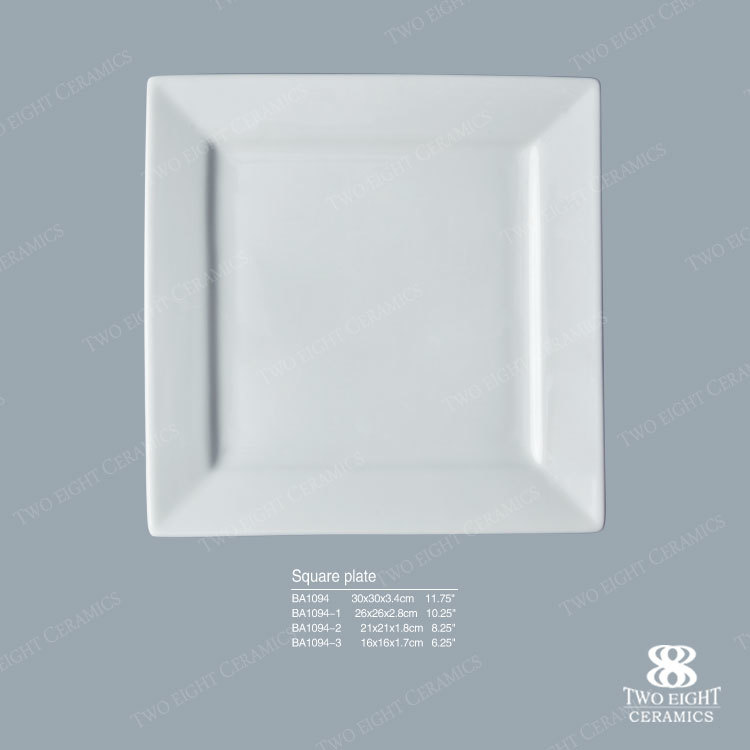 White Dinnerware Restaurant Dishes Square Plate, Ceramic Tableware Dinner Plates*