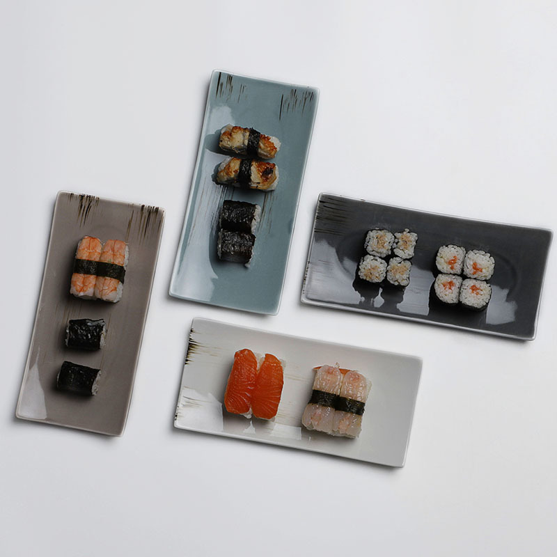 Japanese Restaurant Ceramic Rectangle Sushi Plates and Dishes Porcelain Sushi Plate for Sale