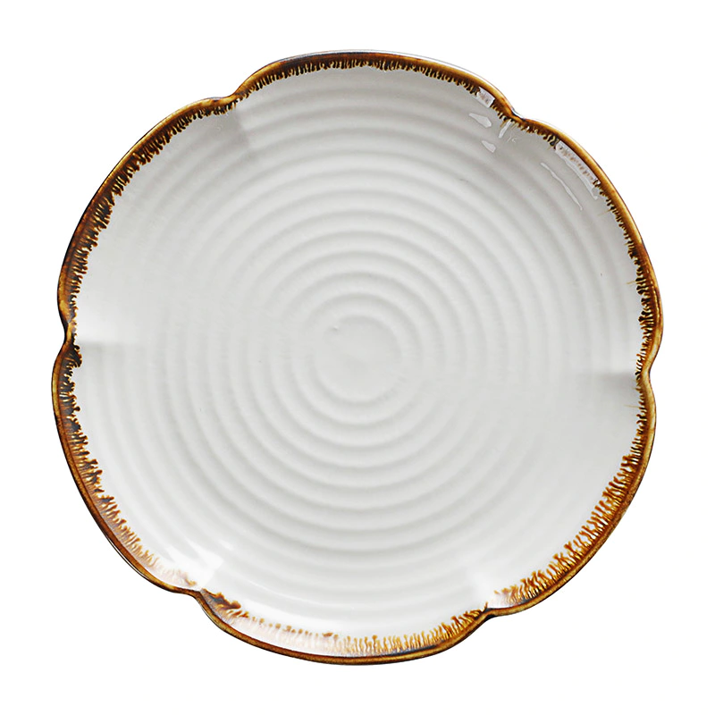 New Design Wedding Catering Flower Rimmed 8/10/12/14/16 Inch Ceramic Dinner Plates