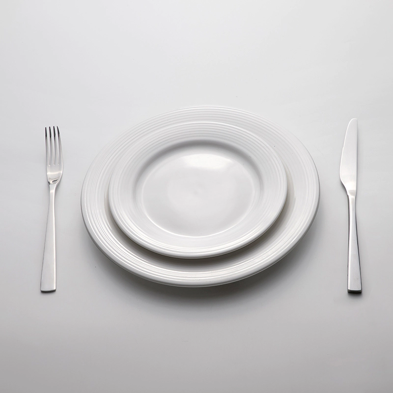 Catering Plates&Dishes for Restaurant, Horeca Elegant Design White Porcelain Dinner Plate, Ceramic Round Plate for Wedding%