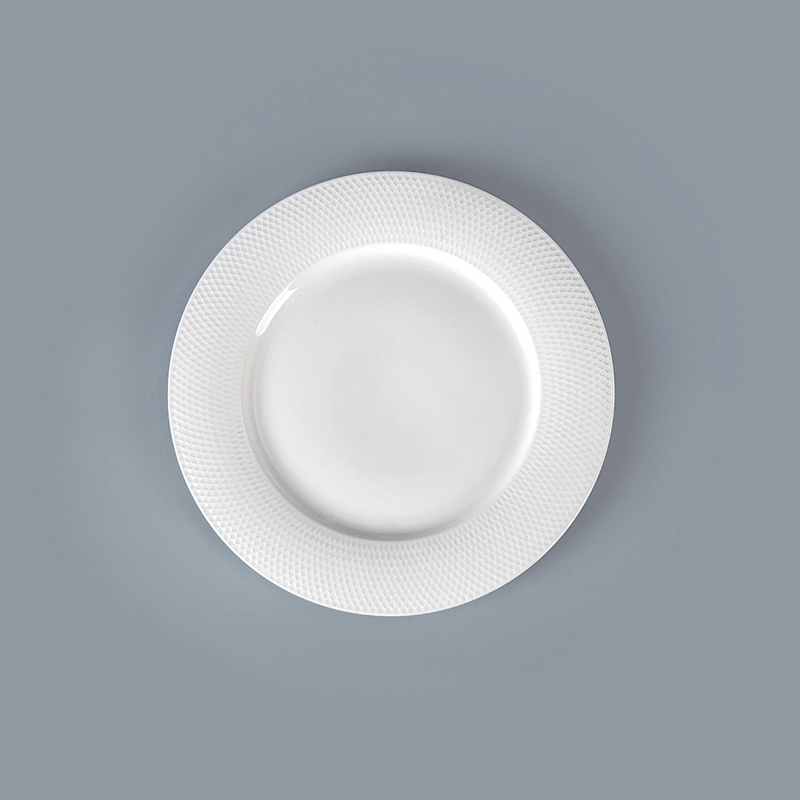White Round Cheap Plates Ceramic Dinner, Grid Style Dishes Dinnerware Sets Plates, Charger Ceramics Plates In Bulk