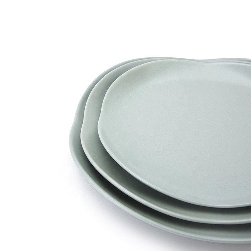 Crockery Tableware Banquet Wedding Irregular Dessert Dinner Plate, Matte Green Unique Ceramic Square Plate#