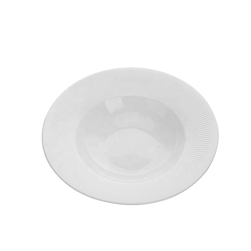 Wholesale Lifestyle Porcelain Dinner Plates White Pasta Bowl, Crockery Tableware Bulk China Plates Wide Rimmed Pasta Plate%