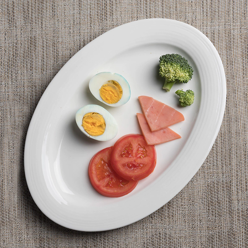 Innovative Breakfast High Temperauter Durable Oval Shape Dish, Horeca Restaurant OvalServing Platter , Oval Plate with Rim@