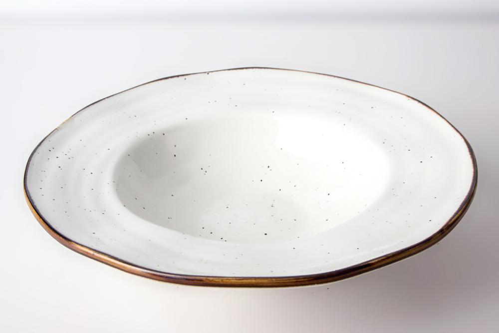 Restaurant Crokery Dinnerware Soup Plate, Durable Glazed RimmedPasta Soup Ceramic Plate