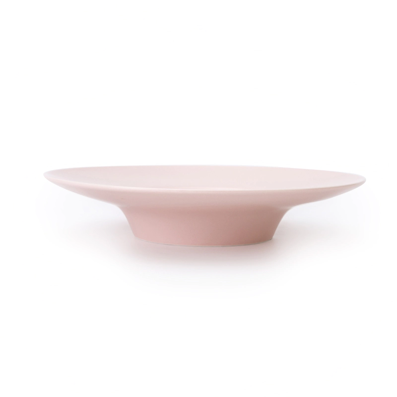 Great Deals Porcelain Crockery Matt Pink Banquet Round Pudding Plate, Wedding Plates Sets Dinnerware Pasta Bowls%