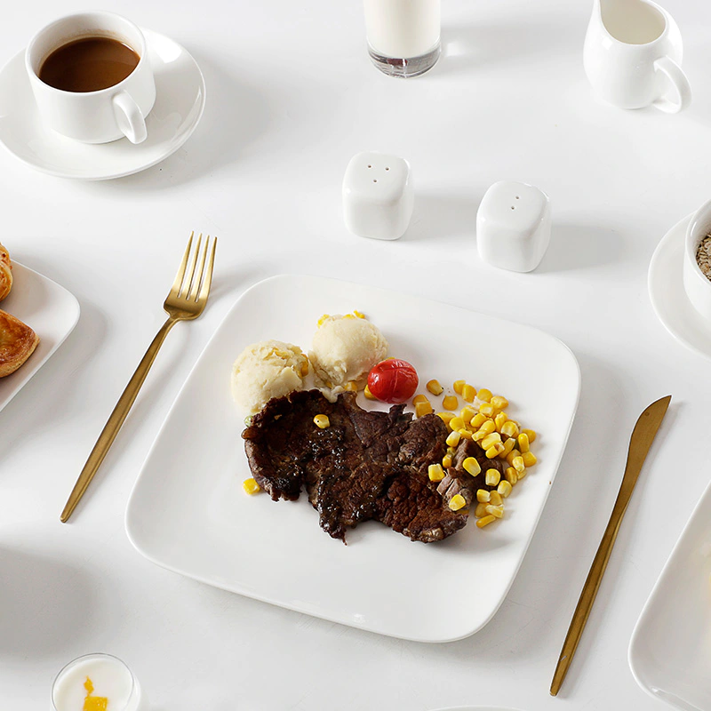 Resort White Dinnerware 7.25 Cake Plate Wedding Square Hotel Restaurant Porcelain Dish