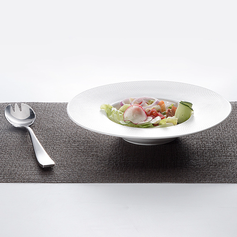 Nordic Microwave Safe Hotel Design Ceramic Fruit Salad Plate, Restaurant Pasta Plates, Wide Rimmed Pasta Bowls