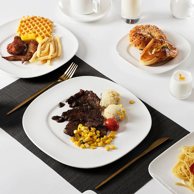 Beautiful Restaurant Food Plates, Hosen Royal White Fine Porcelain Plate, Porcelain Dinner Sets Plates