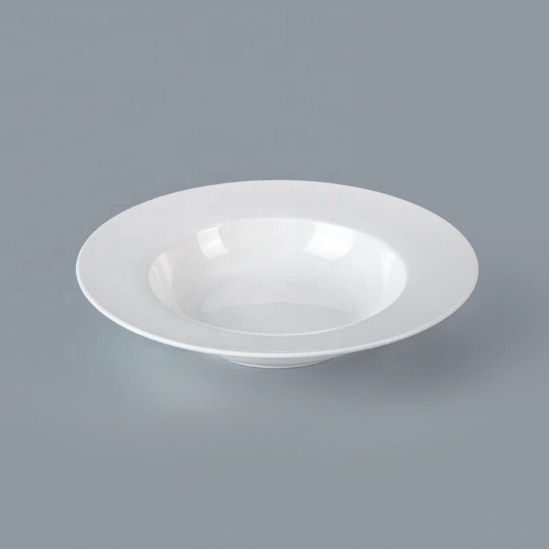 Ecofriendly Chaozhou Pasta Plate, China Porcelain Restaurant Dinnerware Plate, White High Temperature Soup Plates^