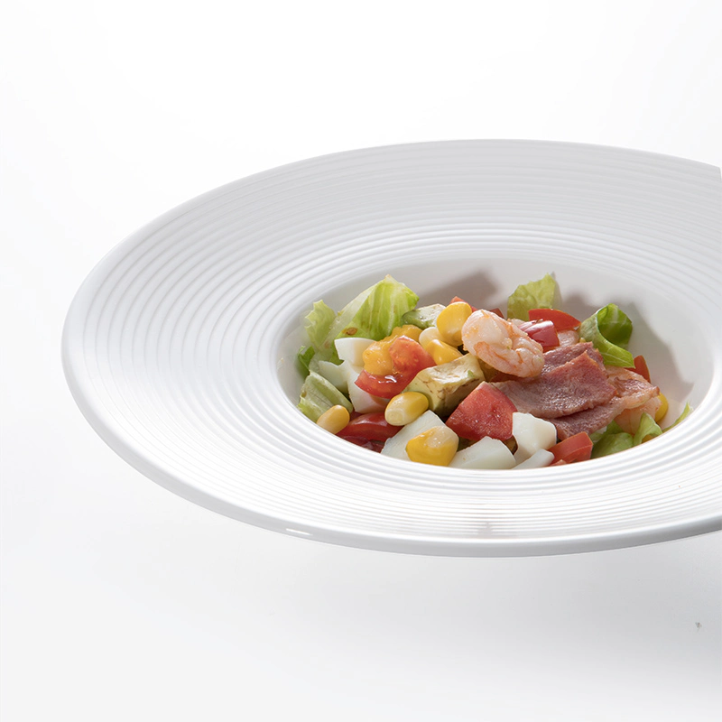 Innovation White Banquet Mid Rim Soup Plate, Elegant Durable High Temperature Buffet Dinning Dessert Plate@