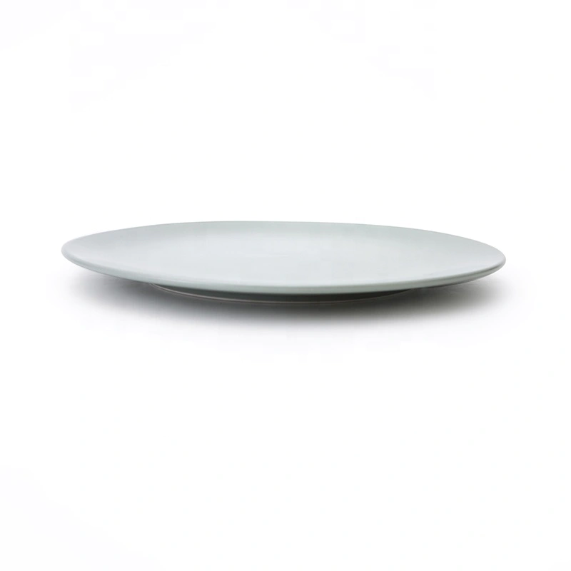 Used Crockery Matt Gary Green Hotel Round Food Serving Platter, Porcelain Plate Ceramic^