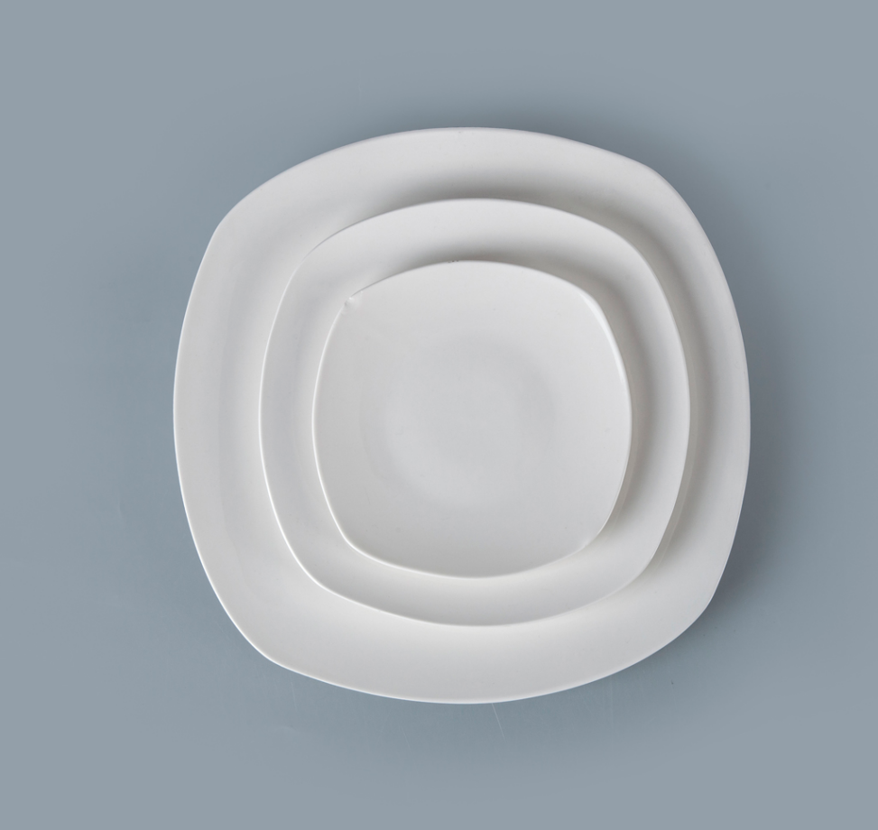 Hospitality Hotel & Restaurant Used Crockery Tableware, Plain White Ceramic Plate, Square Plate Restaurant^