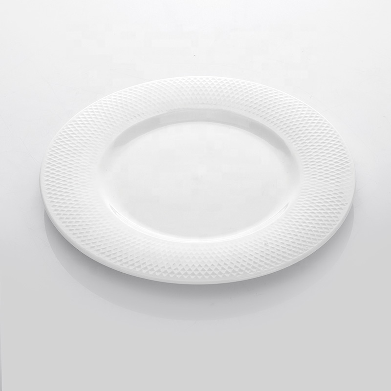 New Product Ideas 2019 Innovative for Hotels White Plates Ceramic Buffet Ware, Grid Design Crockery Tableware Flat Plate^