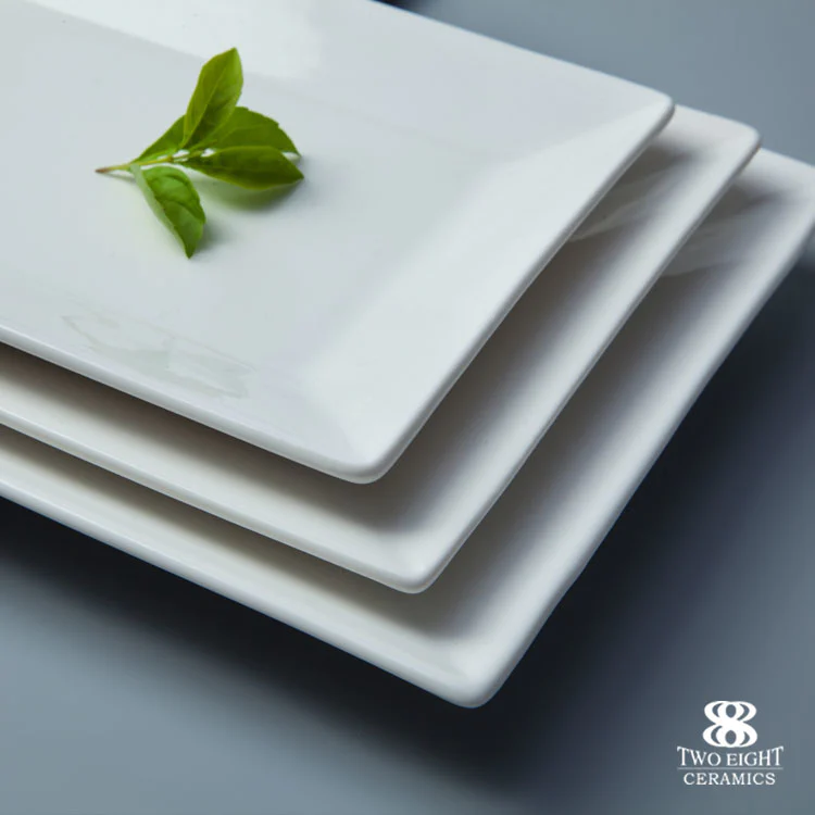 Guangzhou Market Plato Rectangular Porcelana Fina, China Porcelain Dinnerware Rectangular plate/