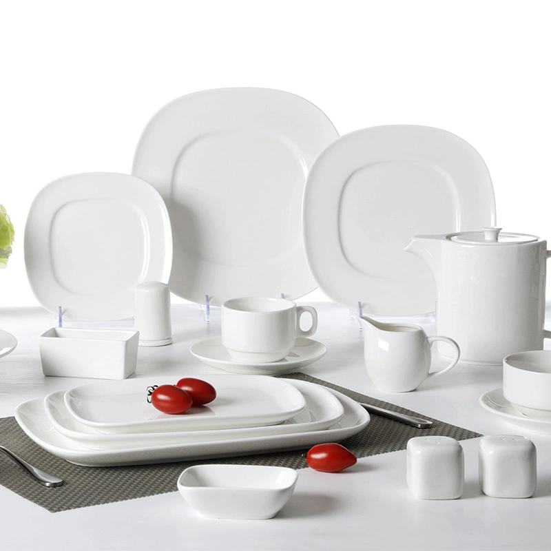 Hosen 28 Stock Dish White Fine Porcelain Plate, Designed Plates Ceramics Dinner, Plates Restaurant Porcelain