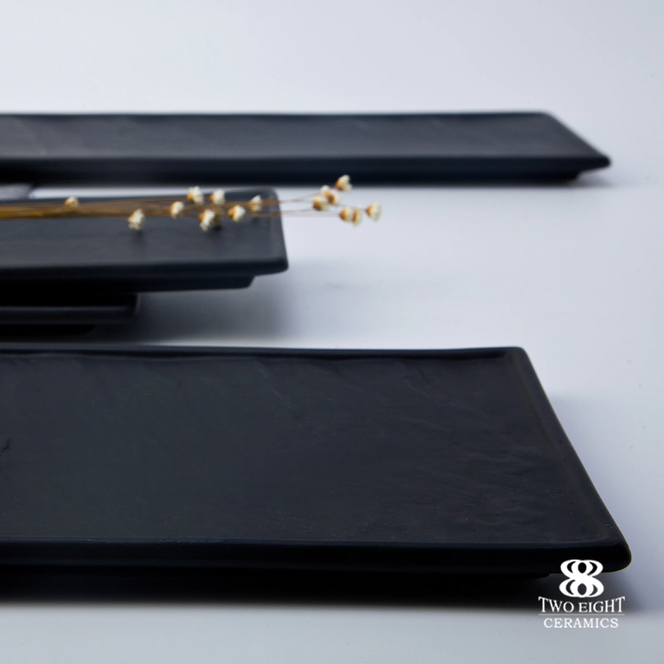 Special restaurant use matt black ceramic tableware sushi plate