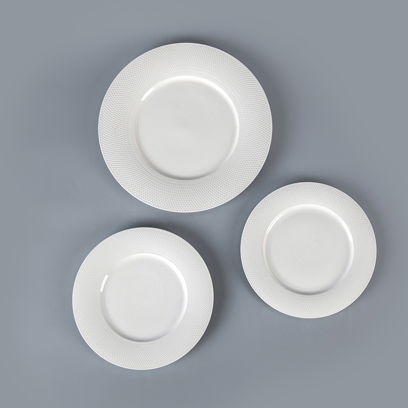 28 Dinnerware Wholesale Dinner Plates, China Design Plates Restaurant, Grid Disk Bulk Ceramic White Porcelain