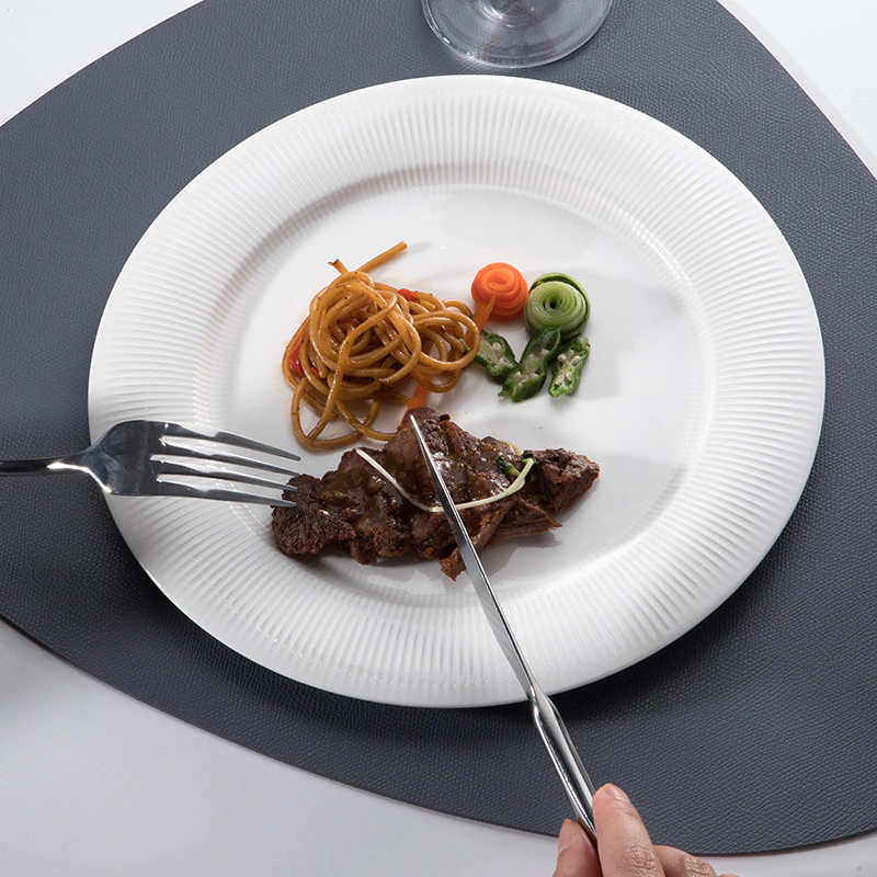New White Durable Banquet Fine Dining Flat Rim Plate,White Hotel Round BuffetPlate, Custom Logo Ceramic Plates Dishes#