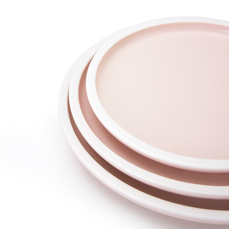 Modern Italian Colorful Plates Crockery Tableware Pink Ceramic Dinner Plate SetFor Restaurant*