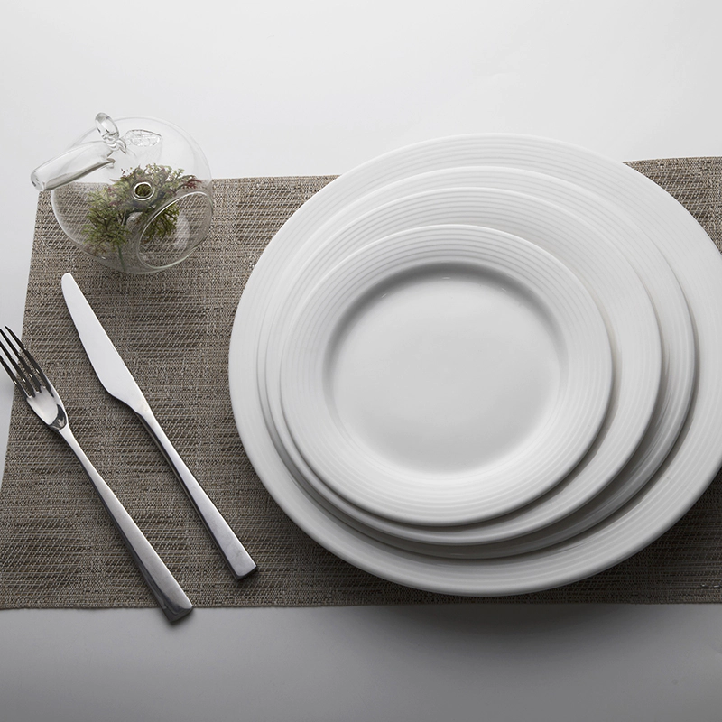 FDA/LFGB Certificate Scratch Proof Porcelain Plates Sets Dinnerware, Glaze Tableware Ceramic Round Plate